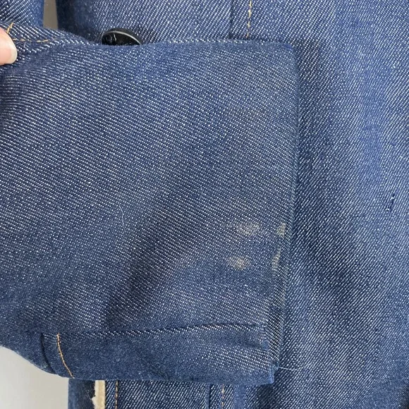 Raritan Sportswear 70s Denim Chore Coat Sherpa (faux shearling) Lining Sz 36 - Picture 7 of 12